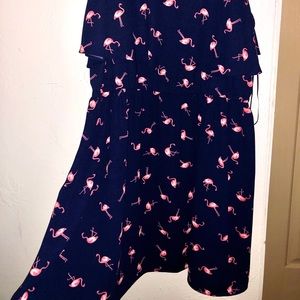 Layered navy and pink flamingo dress